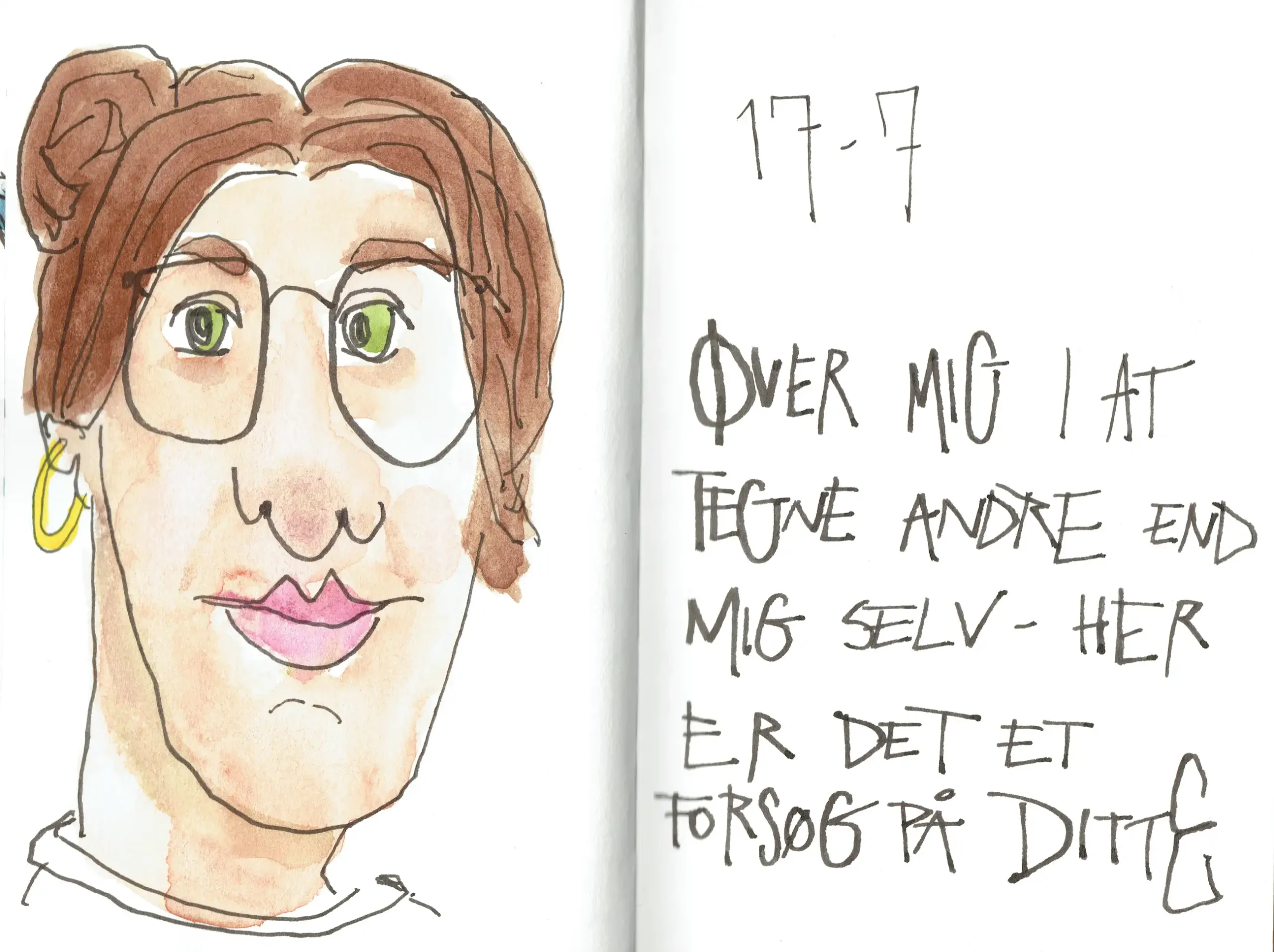 Et forsøg på at tegne en karikeret udgave af min hustru Ditte.